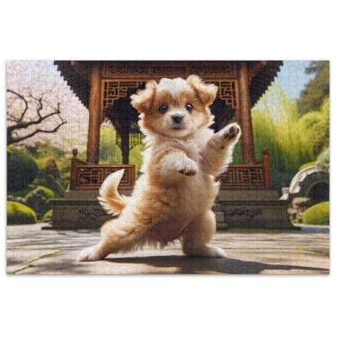 Imagem de Quebra-cabeças engraçados de filhote de cachorro Kung Fu 500 peças para adultos presentes de festa elefante branco brinquedo adulto pintura de belas artes