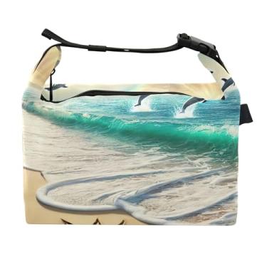 Imagem de TSENQUE Lancheira feminina de verão, praia, oceano, litoral, isolada para trabalho, reutilizável, para adultos, com alça de ombro ajustável