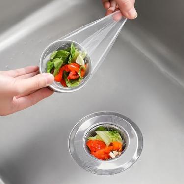 Imagem de Pacote com 100 sacos de malha de filtro de pia de cozinha, capas de drenagem descartáveis antientupimento, redes de filtro de pia essenciais de cozinha, serve na maioria dos filtros de pia (10 x 10