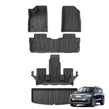 Imagem de SMABEE Tapetes de chão e forro de carga para GMC Acadia 2017-2023 6 lugares para todos os climas TPE forros de chão tapete de porta-malas acessórios de carro interior preto