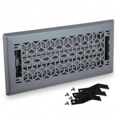 Imagem de Sierra Grates Registro de piso de aço de design vetorial de 10 cm x 25 cm com acabamento cinza granito com clipes de montagem - para piso ou parede lateral - Capas decorativas de ventilação - Registro