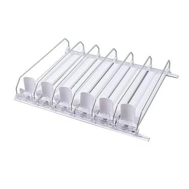 Imagem de GLOGLOW Porta-copos Porta-bebidas Auto-empurrante, Organizador Com Mola de Largura Ajustável, Material ABS, 15 X 15 Polegadas, Comporta 35 Latas, para Armazenamento de Cozinha Em Geladeira (Branco)