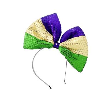 Imagem de JHJEWH Giant Bow Headband with Mardi Grass Headpiece, Big Bowknot Hair Hoop for Carnival Parties, Cosplay, Clown Costume, Halloween and Theme Events