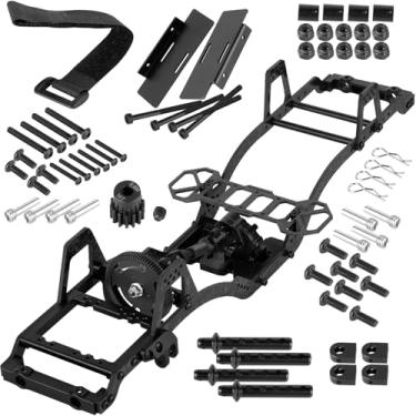 Imagem de RCarmubWow RC Front Mounted Transmission LCG Carbon Fiber Chassis Kit Upgrades Part for 1/10 RC Crawlers SCX10 SCX10 II Capra 1.9 UTB and Other DIY Builds,Carbon Fiber Chassis &Alloy Gearbox,Black