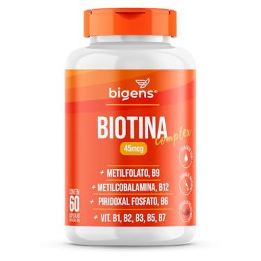 Imagem de Biotina Complex, Vitaminas B1, B2, B3, B5, B6, B7, Metil B9 e Metil B12, Formulado com TCM, 60 Caps, Bigens