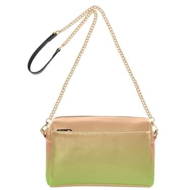 Imagem de Joitme Bolsa feminina coral rosa grama verde gradiente bolsa tiracolo para celular linda bolsa de ombro de couro PU com alça de corrente