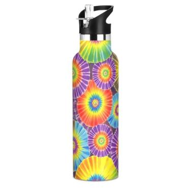 Imagem de Joisal Garrafas de água vibrantes de ouro roxo para meninas com tampa de palha, garrafa de água isolada de aço inoxidável, livre de BPA, copos infantis a vácuo de parede dupla para escola, viagens