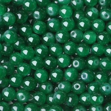 Imagem de NUKAYAI 500 peças de contas de vidro verde profundo para pulseiras, colares, contas de cristal redondas de 8 mm para artesanato faça você mesmo, kits de fabricação de joias, brinco (verde escuro)