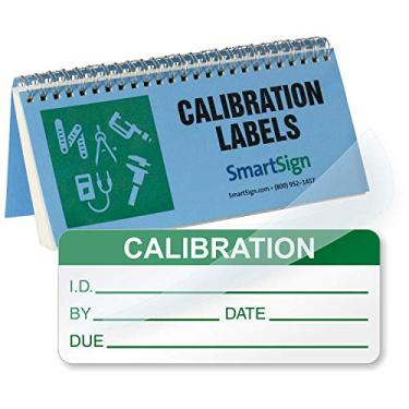 Imagem de SmartSign Livro de etiquetas de calibração autolaminada | Etiqueta de vinil de 1,6 cm x 3,8 cm com aba transparente (160 etiquetas/livro), feita nos EUA