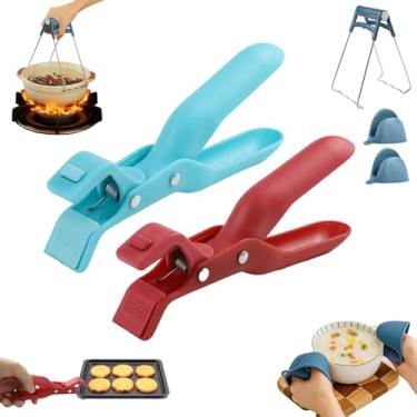 Imagem de Pinças de prato quente, pinças para placa quente, clipe de tigela antiqueimadura multifuncional, suporte de prato quente antiderrapante espesso, cozimento de forno de micro-ondas, utensílios de