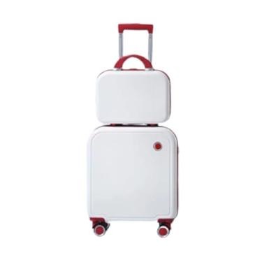Imagem de Mala de mão e bolsa de cosméticos de 50,8 cm, estojo de transporte leve ABS + PC com trava de senha, conjuntos de bagagem de 2 peças com rodas giratórias (branco 45,7 cm)