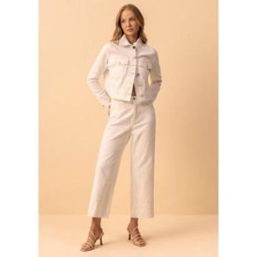 Imagem de Calça Pantacourt Em Sarja Com Cintura Alta E Bordados-Feminino