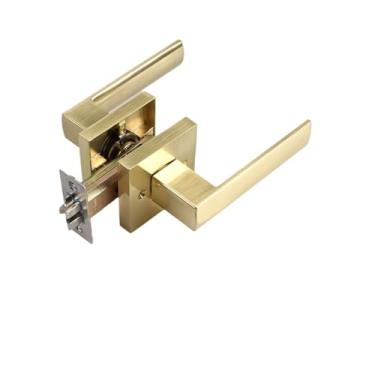 Imagem de VTGVVVTR Fechadura de porta de passagem sem bloqueio de porta de banheiro de hotel fechadura de porta de fogo fechadura de porta interior de banheiro fechadura de porta de madeira três polos (ouro