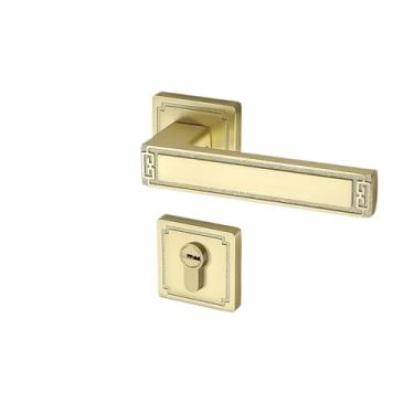 Imagem de Fechadura de porta interna retrô chinesa de cobre escovado, porta de quarto, corpo de fechadura magnética silenciosa (corpo de fechadura magnética 72F84)