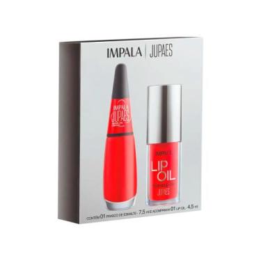 Imagem de Kit Esmalte Impala Ju Paes Virando o Jogo Aposta Alta + Lip Oil Vermel