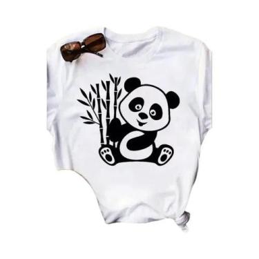 Imagem de Camiseta Feminina Solta De Verão Com Estampa De Coração De Panda, Mang