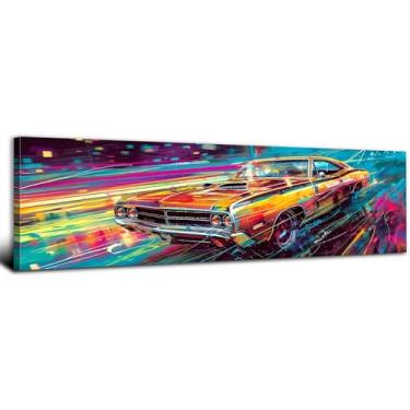 Imagem de AIYISU Arte de parede em tela de carro esportivo, pôsteres coloridos em aquarela de carros de corrida, imagens para homens, adolescentes, meninos, decoração de quarto, pintura de carro de supercarro,