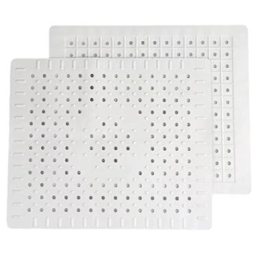 Imagem de MAOSGO Tapete de Pia, Protetores de Pia de 2 Pacotes para Fundo de Pia de Cozinha, Pratos e Copos, Drenagem Rápida, Branco