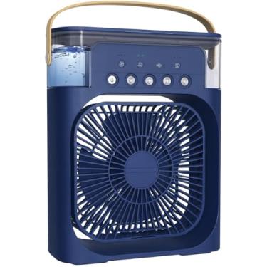Imagem de Mini Ar Condicionado Portátil 3 em 1 USB – Climatizador, Ventilador e Umidificador, Ar Cooler Silencioso para Mesa, Quarto e Escritório (Azul)