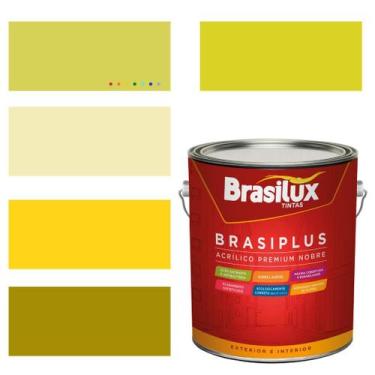 Imagem de Tinta Semi Brilho Amarelo para Parede Brasiplus Lavável 3,2l - BRASILU