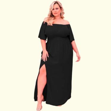 Imagem de Vestido Plus Size Com Fenda Lateral Manga Curta Festa Madrinha Casamen