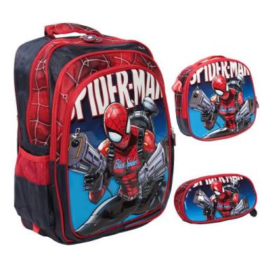 Imagem de Kit Mochila Bolsa Escolar Menino Estampa Alto Relevo 3 Pçs - Plike