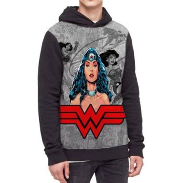 Imagem de Moletom Com Capuz  Mulher Maravilha Liga Ref:377 - smoke, Preto, GG