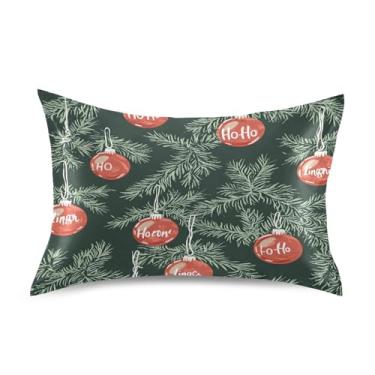 Imagem de Blueangle Fronha de cetim com ramos de árvore de Natal para cabelo e pele, fronha de seda, tamanho padrão (51 x 66 cm) - Capas de almofada de cetim com fecho de envelope (778)