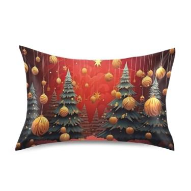 Imagem de Wassud Árvores de Natal com luzes estreladas (3) fronhas de cetim para cabelo e pele fronhas de seda lisa tamanho padrão capas de travesseiro respiráveis com fecho de envelope
