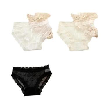 Imagem de Calcinhas De Renda De Algodão Para Meninas Jovens 3PCS Com Laço Sexy L