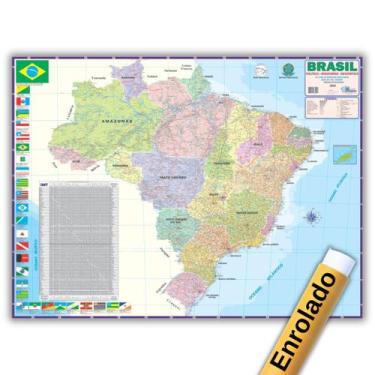 Imagem de Mapa Do Brasil Enrolado 0,90 X 1,20m - Político E Rodoviário - Escolar
