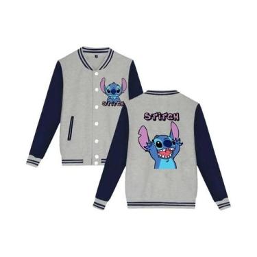 Imagem de Jaqueta De Moletom Unissex Infantil Y2K Disney Stitch Estilo Baseball 