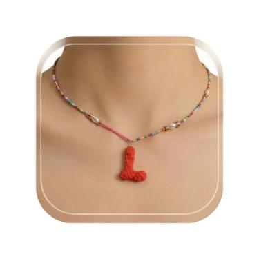 Imagem de ZShireeyBlackey Colar de letras de bolhas personalizado com contas para meninas, colar colorido com contas iniciais para mulheres, gargantilha boho moderna, joias, presentes, G