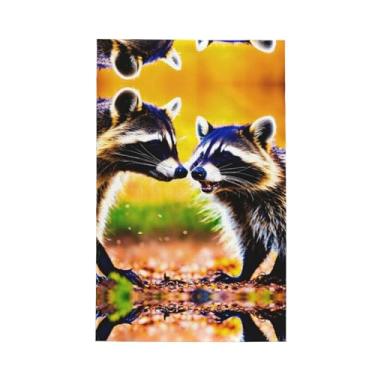 Imagem de XLLingL Toalhas de cozinha fofas com estampa de guaxinim, panos de prato de microfibra, para decoração e limpeza de cozinha - 1 peça