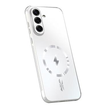 Imagem de POYUFRG Capa magnética para Samsung Galaxy S26 Ultra/S26 Plus/S26, capa fina fosca anti-impressão digital capa de proteção de lente com tudo incluído, branca, S26