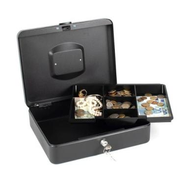 Imagem de Cofre Seguranca Metal Portatil Grande 30Cm Porta Joias Cash Box Docume