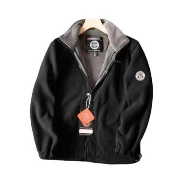 Imagem de Jaqueta Masculina Grande Tamanho À Prova De Vento Com Forro De Fleece 