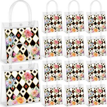 Imagem de SilTriangle 24 peças de lembrancinhas de festa, sacos de presente transparentes, sacolas de presente com alças para decoração de aniversário (festa de chá da Wonderland)