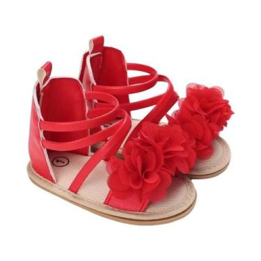 Imagem de Sandálias De Verão Vermelhas Para Bebês De 0 a 18 Meses, Com Bico Aber