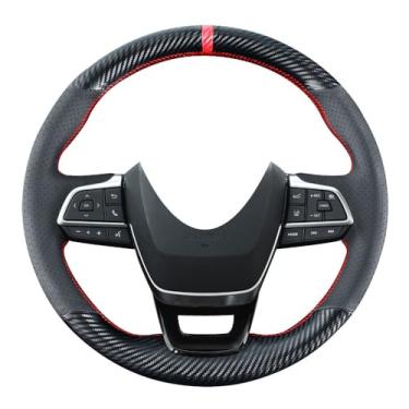 Imagem de Kivnto Capa de volante de fibra de carbono com costura DIY para Toyota Highlander 2020 2021 2022 / Sienna Minivan 2021 2022 38 cm acessórios internos de couro (capa de volante DIY)