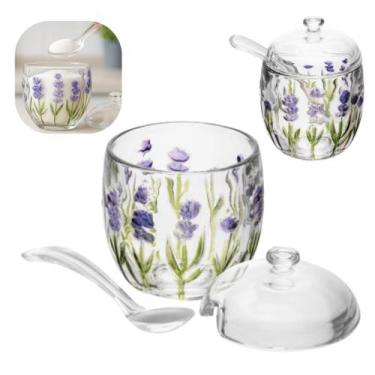 Imagem de Açucareiro em Cristal Lavanda Hand Painting Lyor Detalhes a Mão com Co