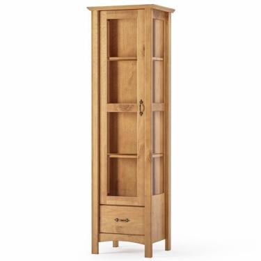 Imagem de Cristaleira De Madeira Com Vidro 1 Porta 1 Gaveta Lira M06 Carvalho Fosco - Lyam Decor