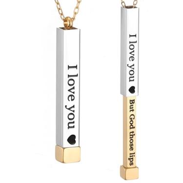 Imagem de SKQIR Be Kind of a B Colares femininos com mensagem oculta para melhores amigas irmãs, presentes inspiradores engraçados, colares com pingente de barra vertical, joias, presentes para mulheres, Aço