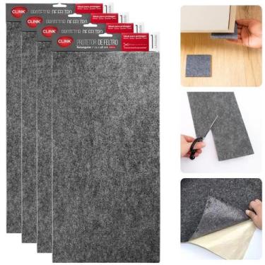 Imagem de Kit 4 Placas Feltro Adesivo Protetor Pés Cadeira Mesa Recorte Personal