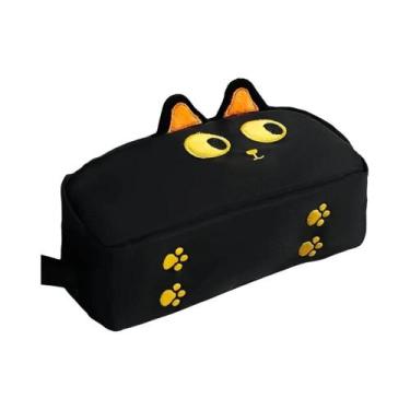 Imagem de Estojo De Lápis Grande E Fofo Em 3D Com Design De Gato Preto, Material