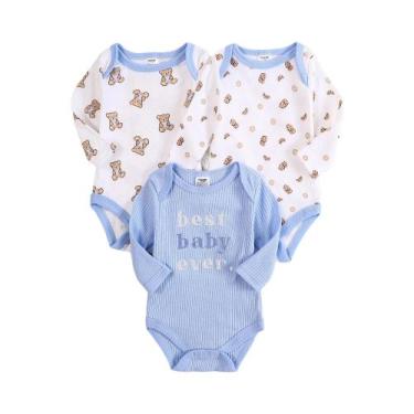 Imagem de Conjunto De 3 Peças De Macacão De Algodão Para Bebê Menino, Roupas De 