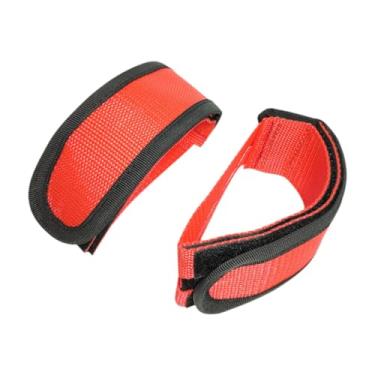 Imagem de kowaku 2PCS Bike Pedal Band de ponta da faixa Banda Banda Retenção de pés Correia de bicicleta de engrenagem fixa para a ginástica de ginástica Exercício, Vermelho