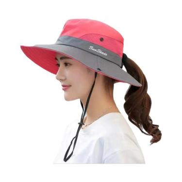 Imagem de Chapéu Bucket Feminino De Aba Larga Com Secagem Rápida, Proteção Solar