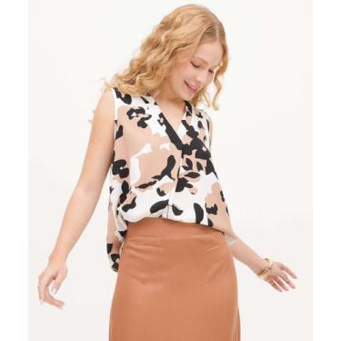 Imagem de Blusa Feminina Estampada Sem Manga Marisa-15793, Bege, P