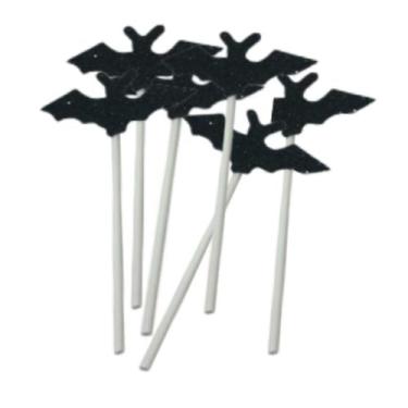 Imagem de Palitos Decorativos Morcego p/ Petiscos - 6 Peças - Genérico